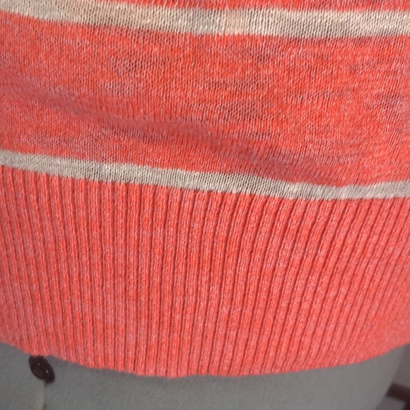 Mossimo Supply Company orange and cream striped 100% cotton sweater sz M - Picture 6 of 14